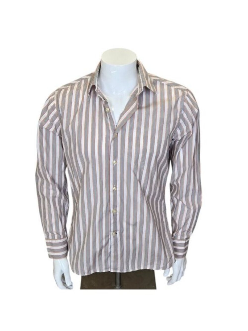 GAP Y2K Orange White Striped Button Down Shirt Mens Small Cotton Casual